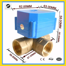 3 way 3/4" brass motor ball valve T flow for auto equipment solar water system water heater